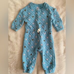 Carter’s Blue Quilted Baby Onesie with Heart Pattern